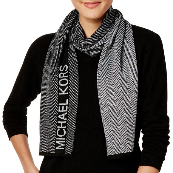 Michael Kors Women’s Black Metallic Logo Scarf